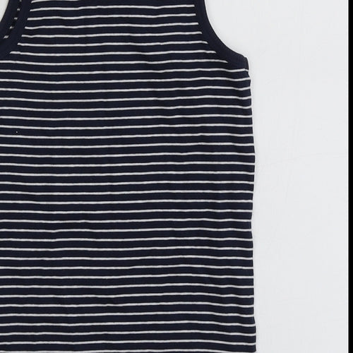 George Boys Blue Striped Cotton Basic T-Shirt Size 2 Years Round Neck