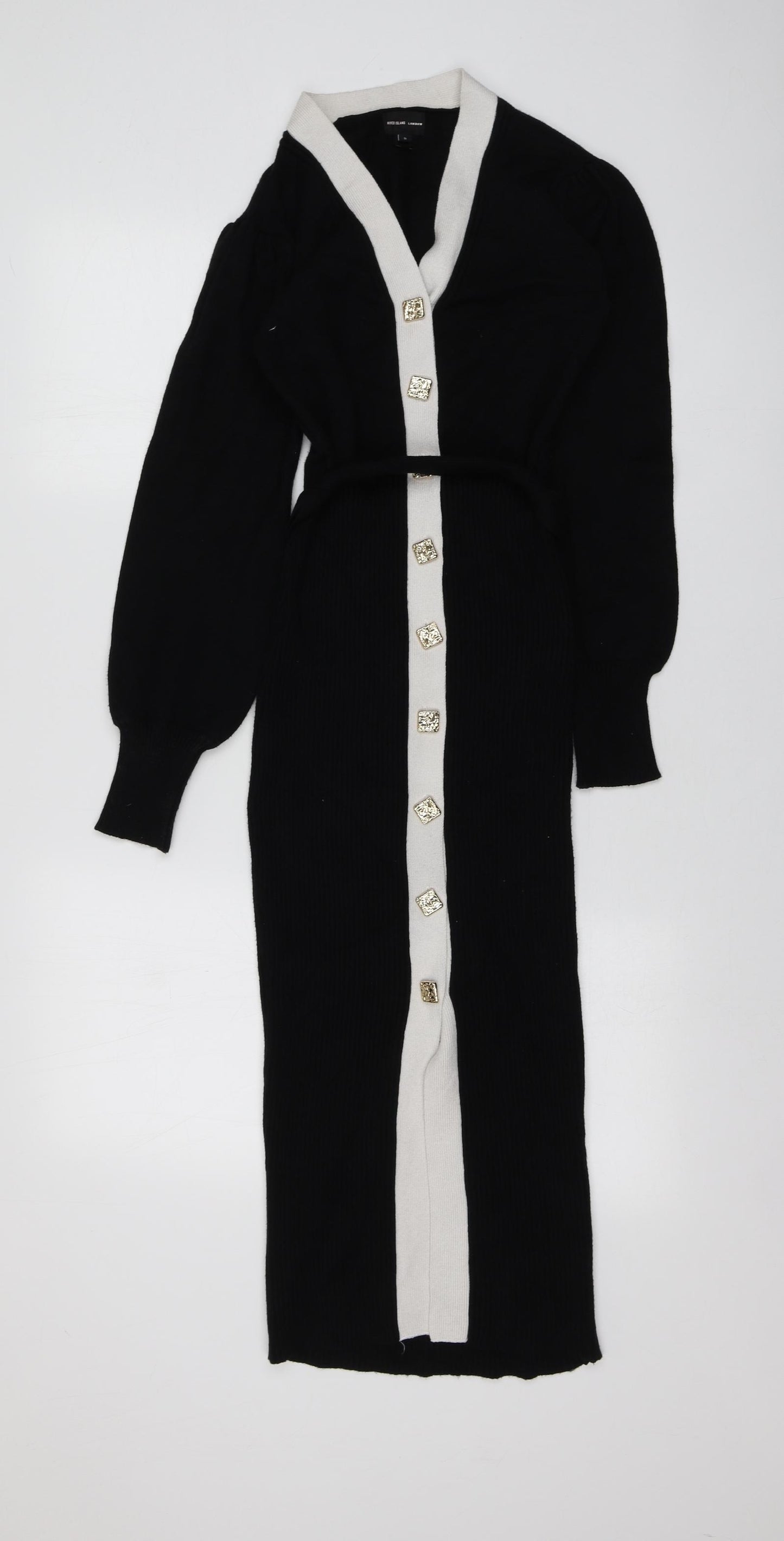 River Island Womens Black  Acrylic Jumper Dress  Size S  V-Neck