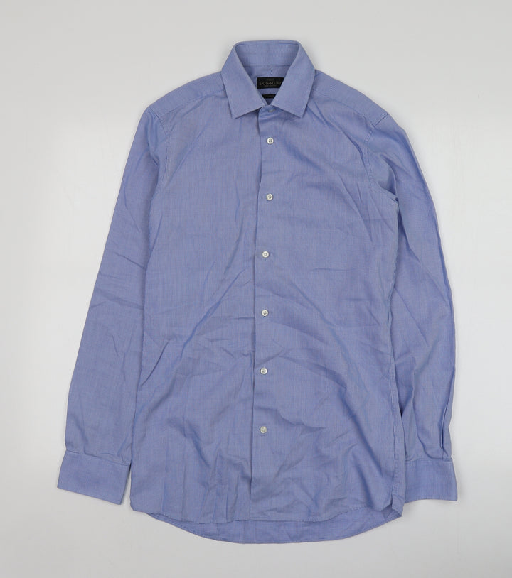 NEXT Mens Blue Striped Cotton Button-Up Size S Collared
