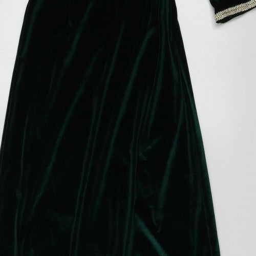 SheIn Womens Green Geometric Polyester Maxi  Size XS  V-Neck