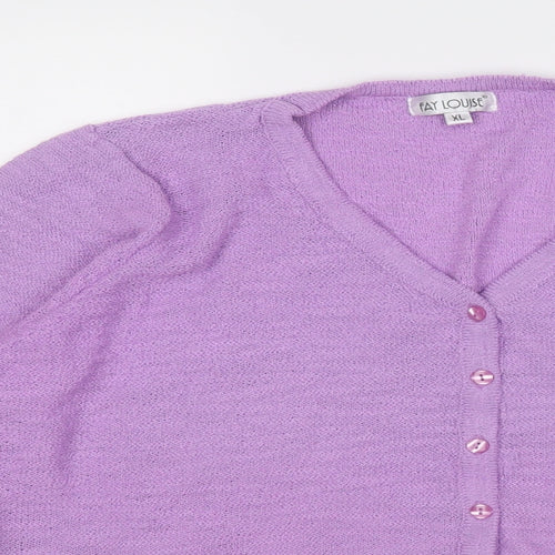 FAY LOUISE  Womens Purple V-Neck  Acrylic Pullover Jumper Size XL