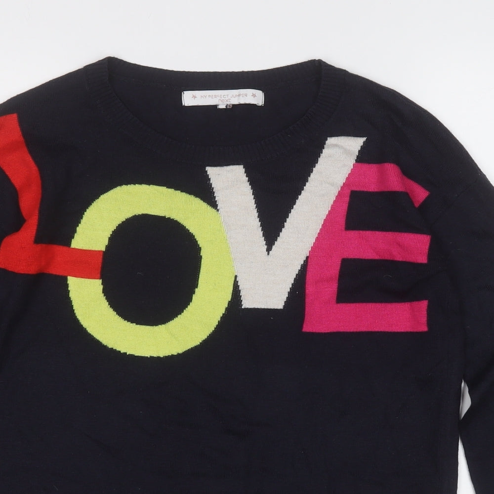 NEXT Womens Blue Round Neck  Polyester Pullover Jumper Size 6   - Love
