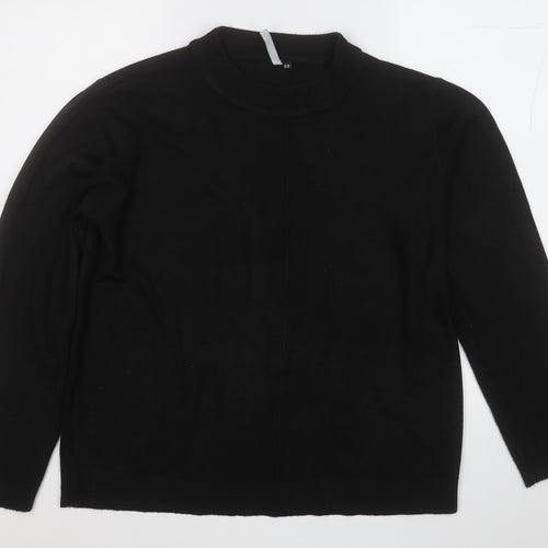 INTUITION Womens Black Mock Neck  Acrylic Pullover Jumper Size 16