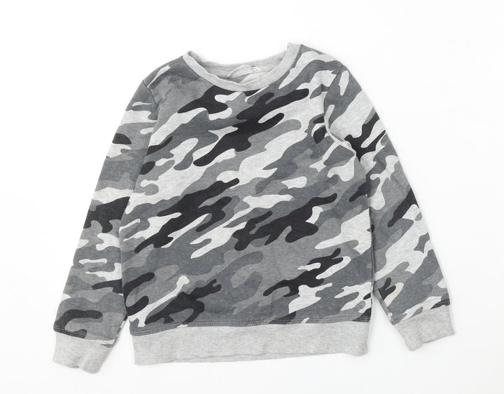 Pep & Co Boys Grey Camouflage Cotton Pullover Sweatshirt Size 5-6 Years