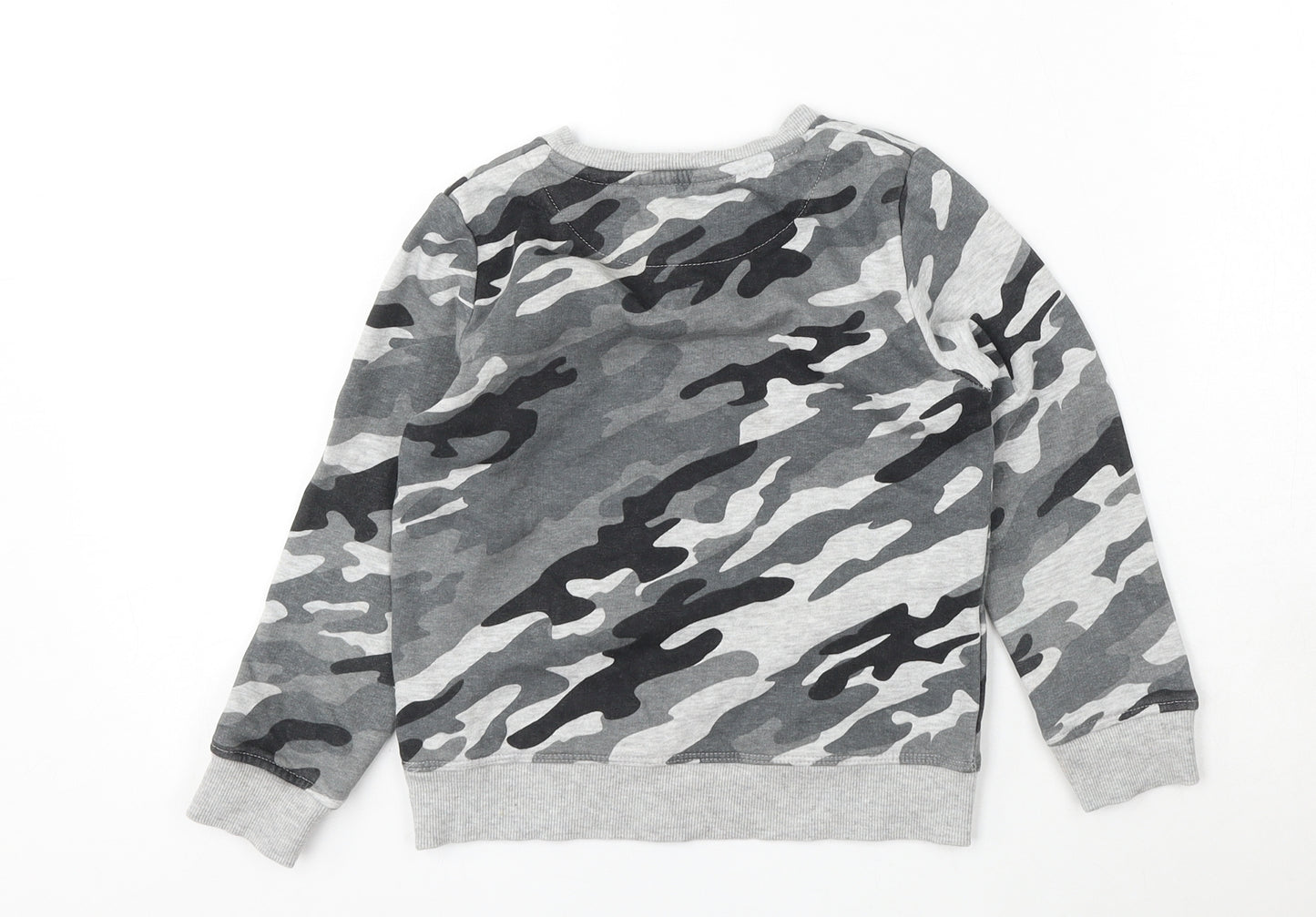 Pep & Co Boys Grey Camouflage Cotton Pullover Sweatshirt Size 5-6 Years