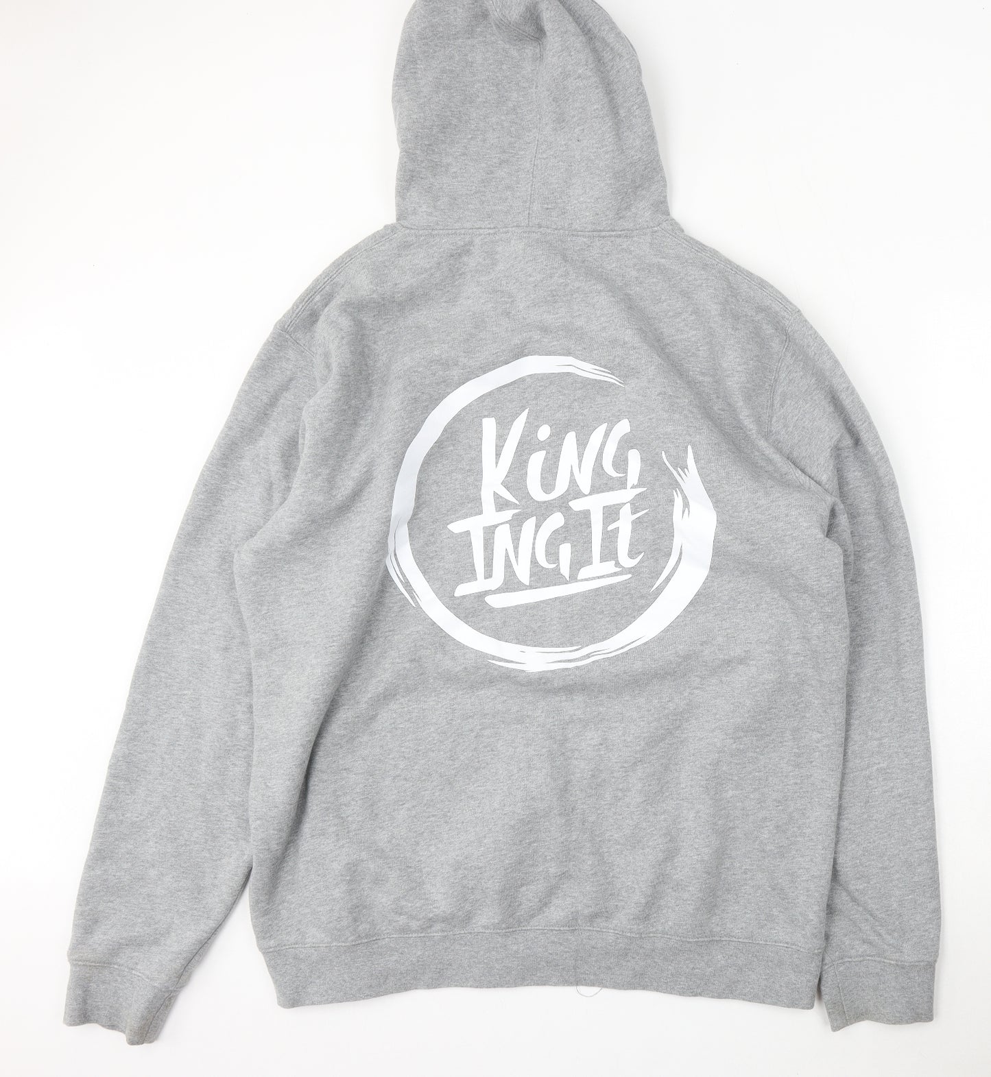 Kinging it Mens Grey  Cotton Pullover Hoodie Size 2XL