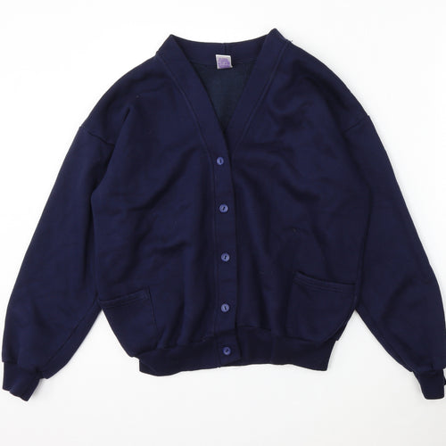 Uni Womens Blue V-Neck  Acrylic Cardigan Jumper Size M
