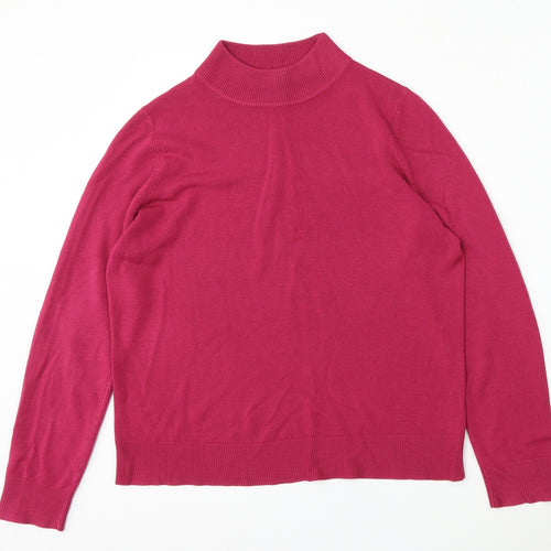 Marks and Spencer Womens Purple Mock Neck  Acrylic Pullover Jumper Size 14
