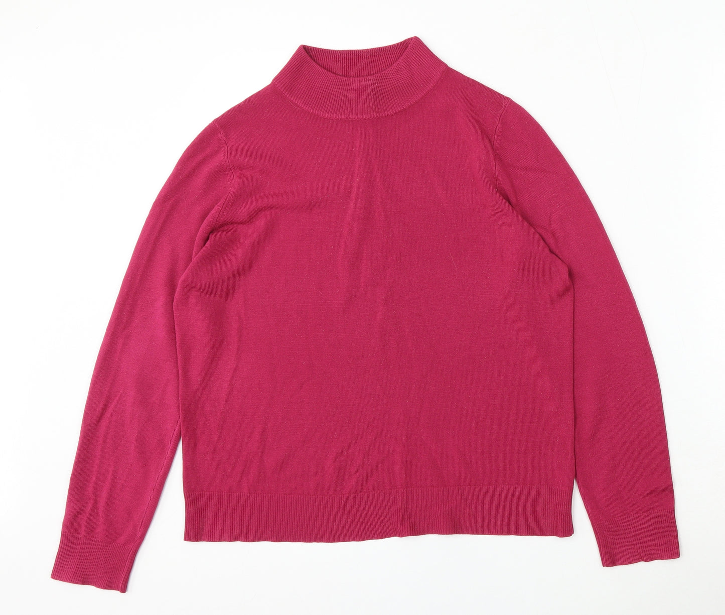 Marks and Spencer Womens Purple Mock Neck  Acrylic Pullover Jumper Size 14