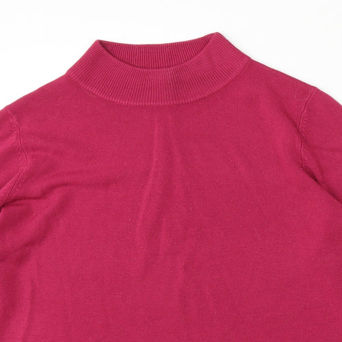 Marks and Spencer Womens Purple Mock Neck  Acrylic Pullover Jumper Size 14