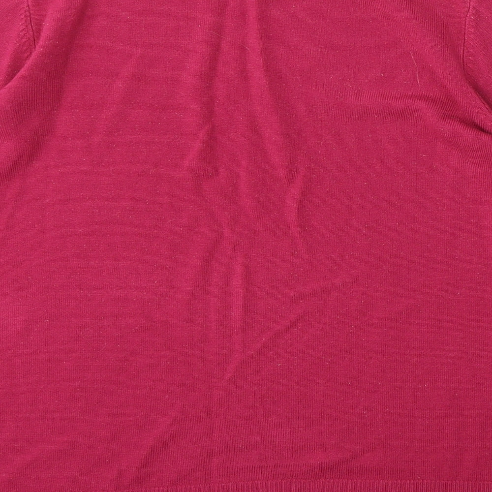Marks and Spencer Womens Purple Mock Neck  Acrylic Pullover Jumper Size 14
