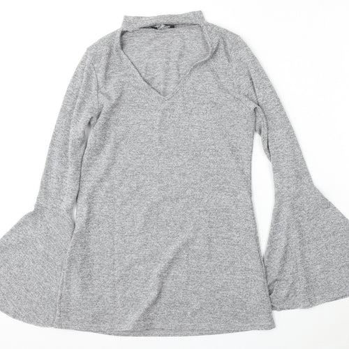 Select Womens Grey Round Neck  Polyester Pullover Jumper Size 10