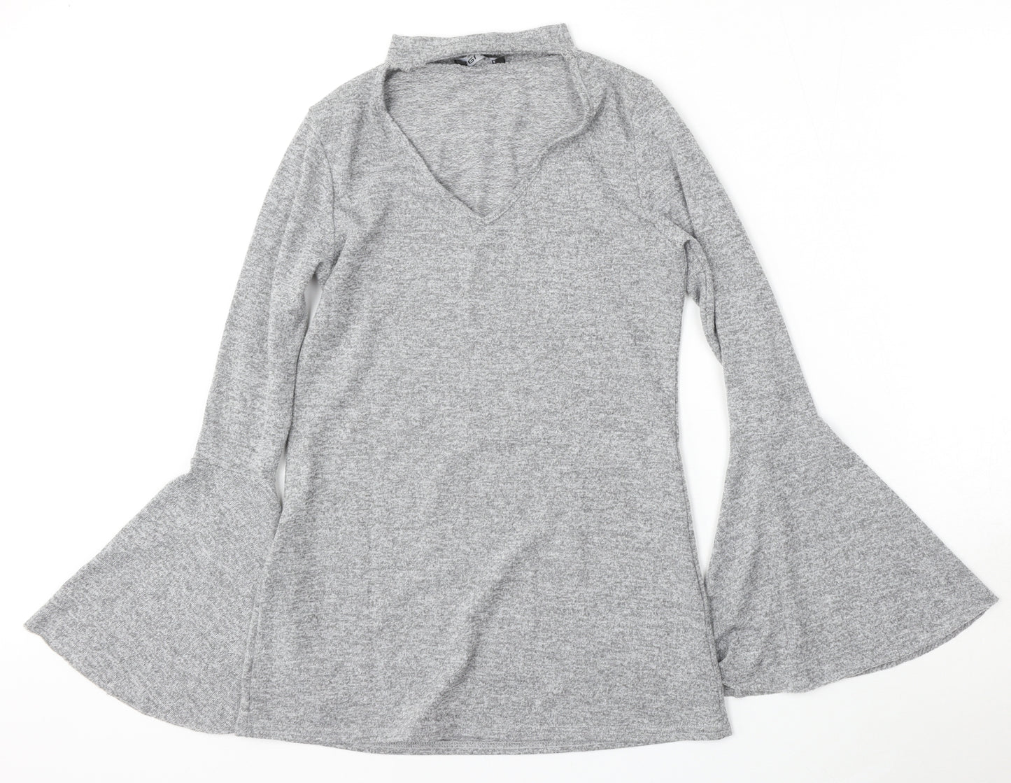 Select Womens Grey Round Neck  Polyester Pullover Jumper Size 10