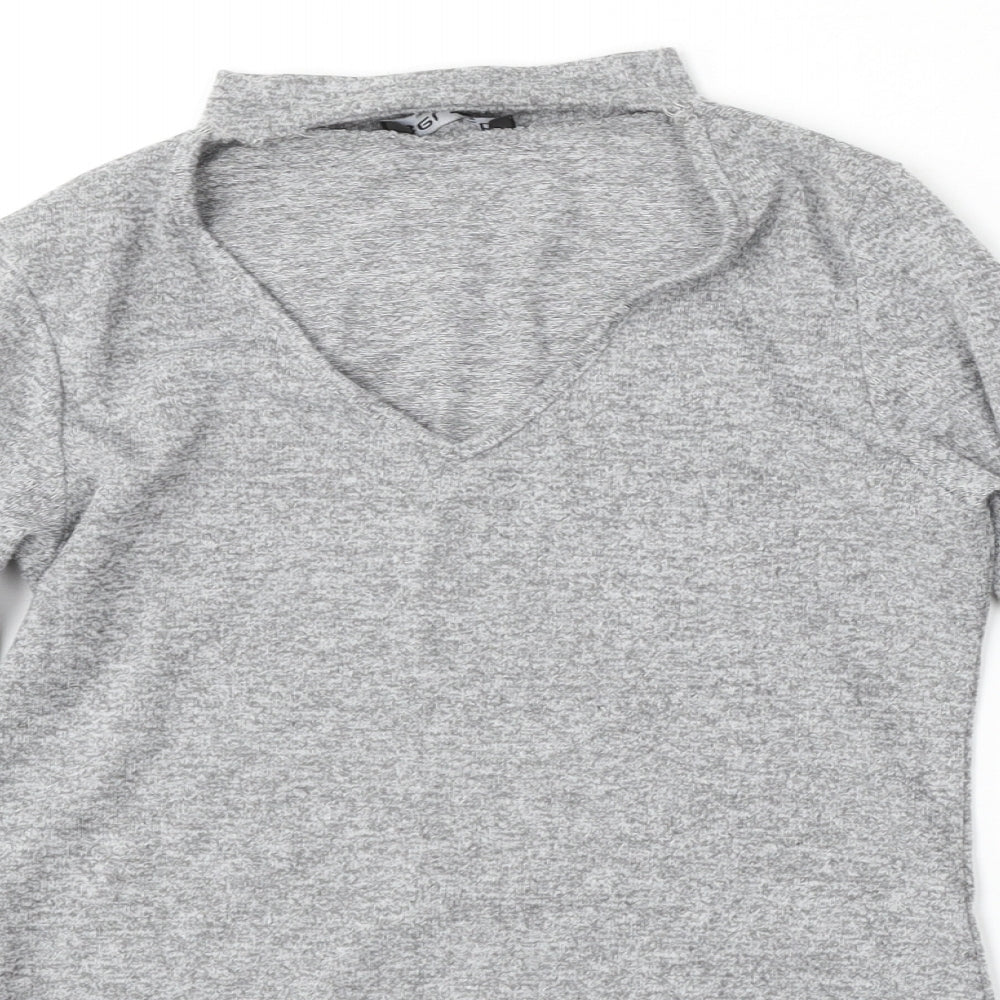 Select Womens Grey Round Neck  Polyester Pullover Jumper Size 10