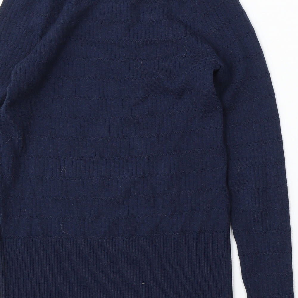 Marks and Spencer Womens Blue Round Neck  Viscose Pullover Jumper Size 12