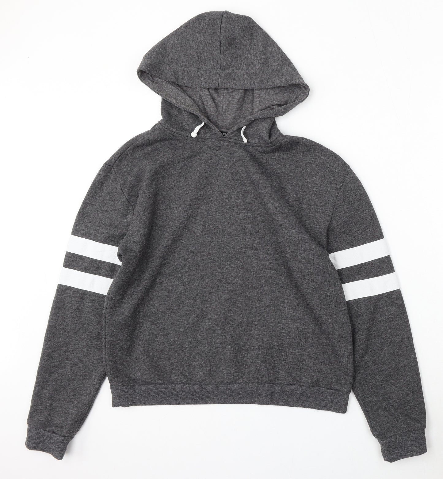 915 Generation Girls Grey Striped Polyester Pullover Hoodie Size 14-15 Years