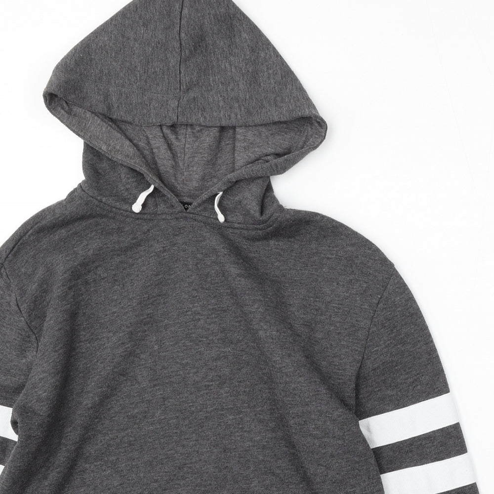 915 Generation Girls Grey Striped Polyester Pullover Hoodie Size 14-15 Years
