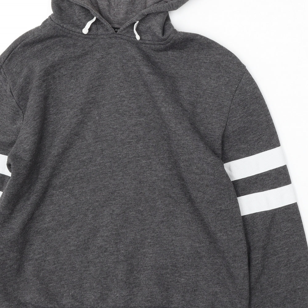 915 Generation Girls Grey Striped Polyester Pullover Hoodie Size 14-15 Years