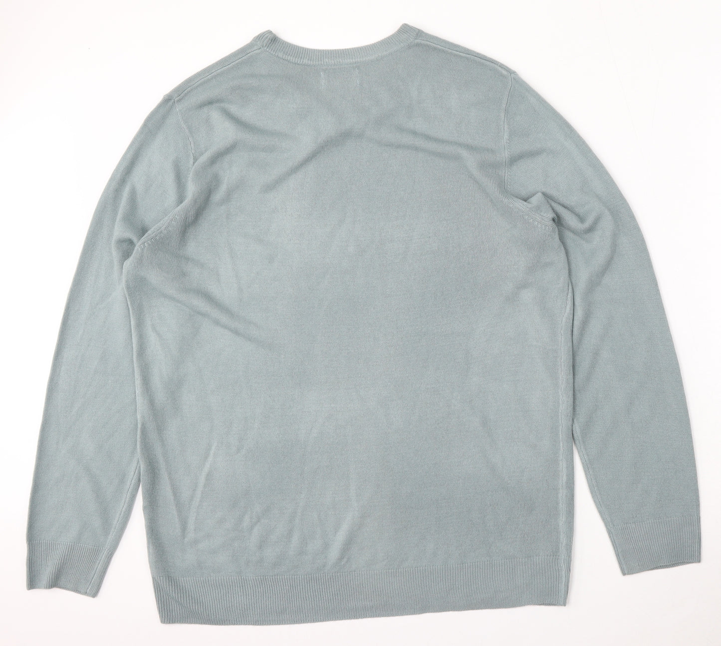 Papaya Womens Blue Round Neck  Acrylic Pullover Jumper Size XL