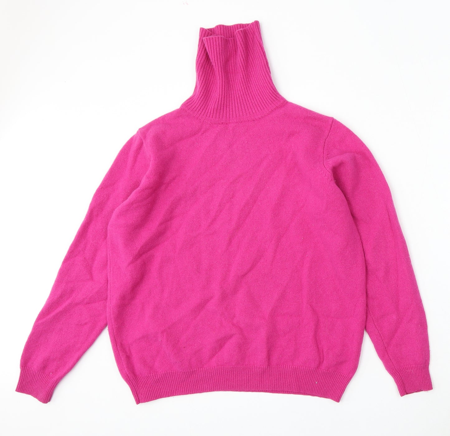 Woolovers Womens Pink Roll Neck  Wool Pullover Jumper Size M