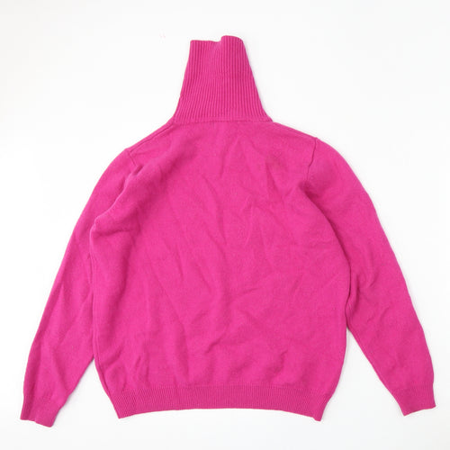 Woolovers Womens Pink Roll Neck  Wool Pullover Jumper Size M