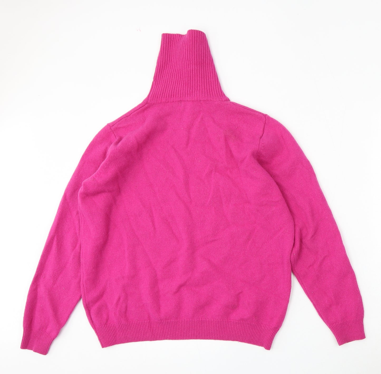 Woolovers Womens Pink Roll Neck  Wool Pullover Jumper Size M