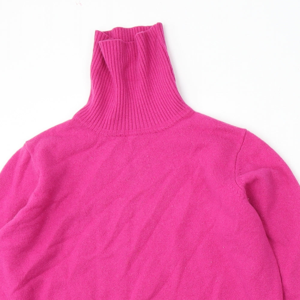 Woolovers Womens Pink Roll Neck  Wool Pullover Jumper Size M