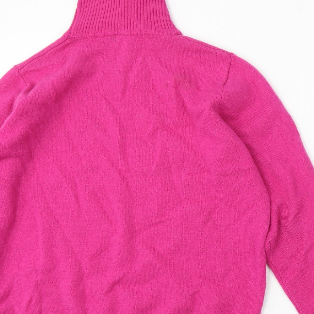 Woolovers Womens Pink Roll Neck  Wool Pullover Jumper Size M