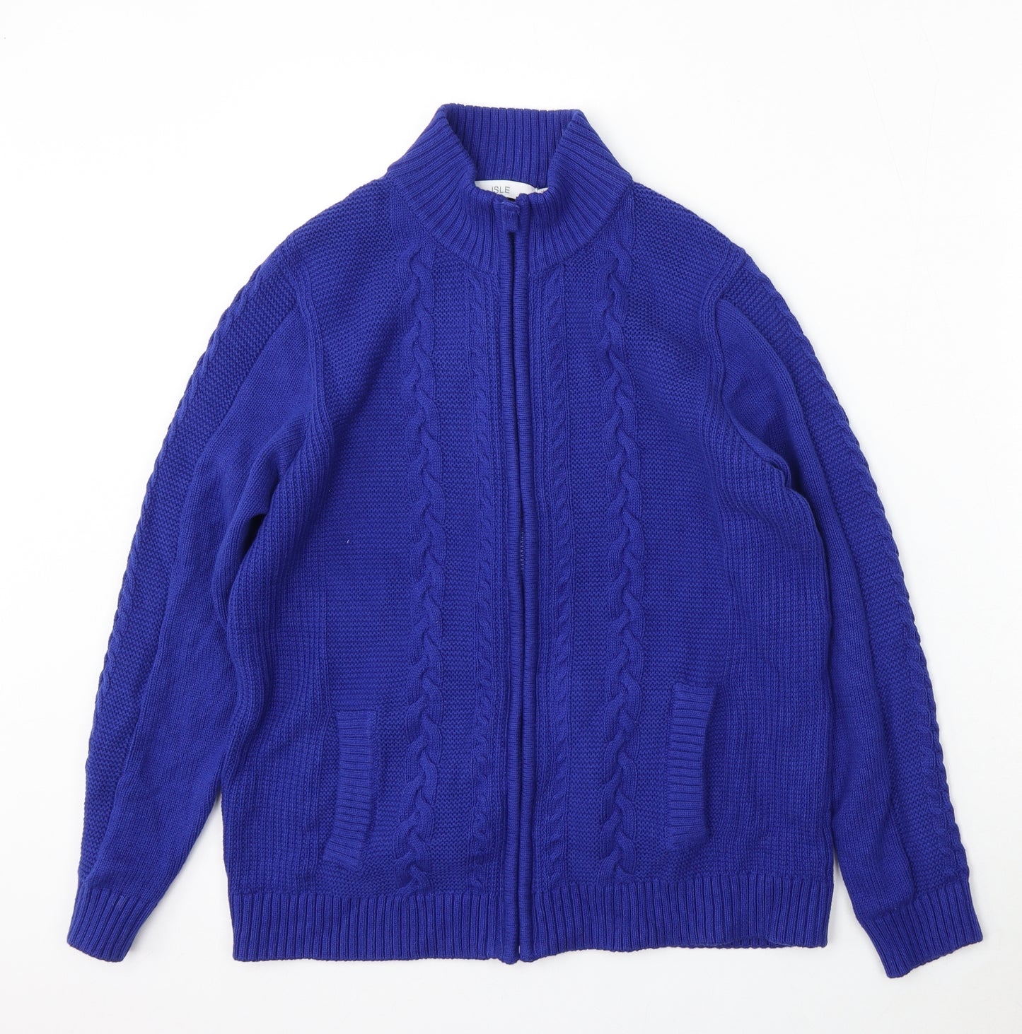 ISLE Womens Blue Round Neck  Cotton Cardigan Jumper Size 14