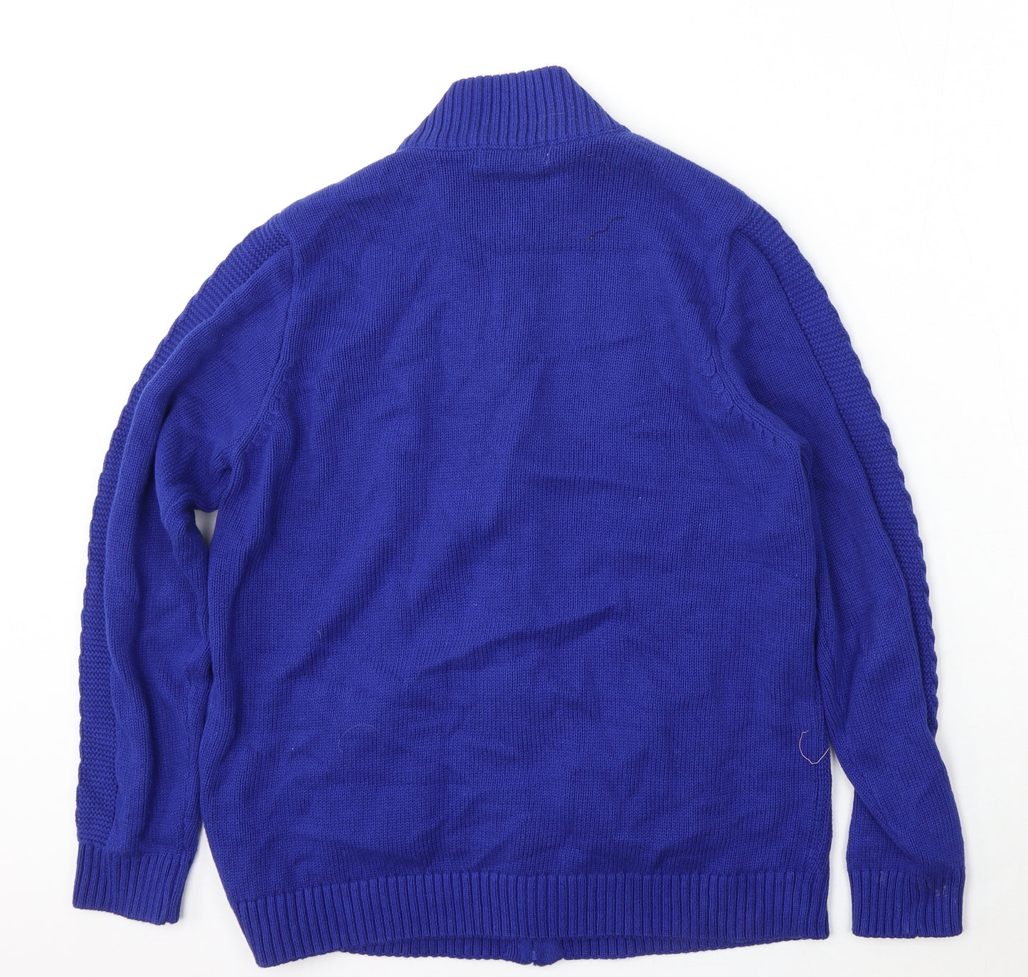 ISLE Womens Blue Round Neck  Cotton Cardigan Jumper Size 14