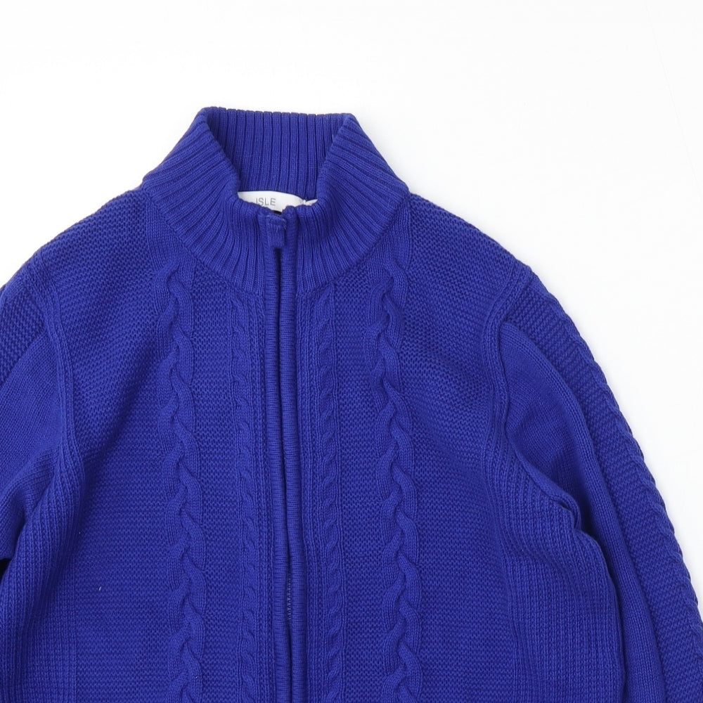 ISLE Womens Blue Round Neck  Cotton Cardigan Jumper Size 14