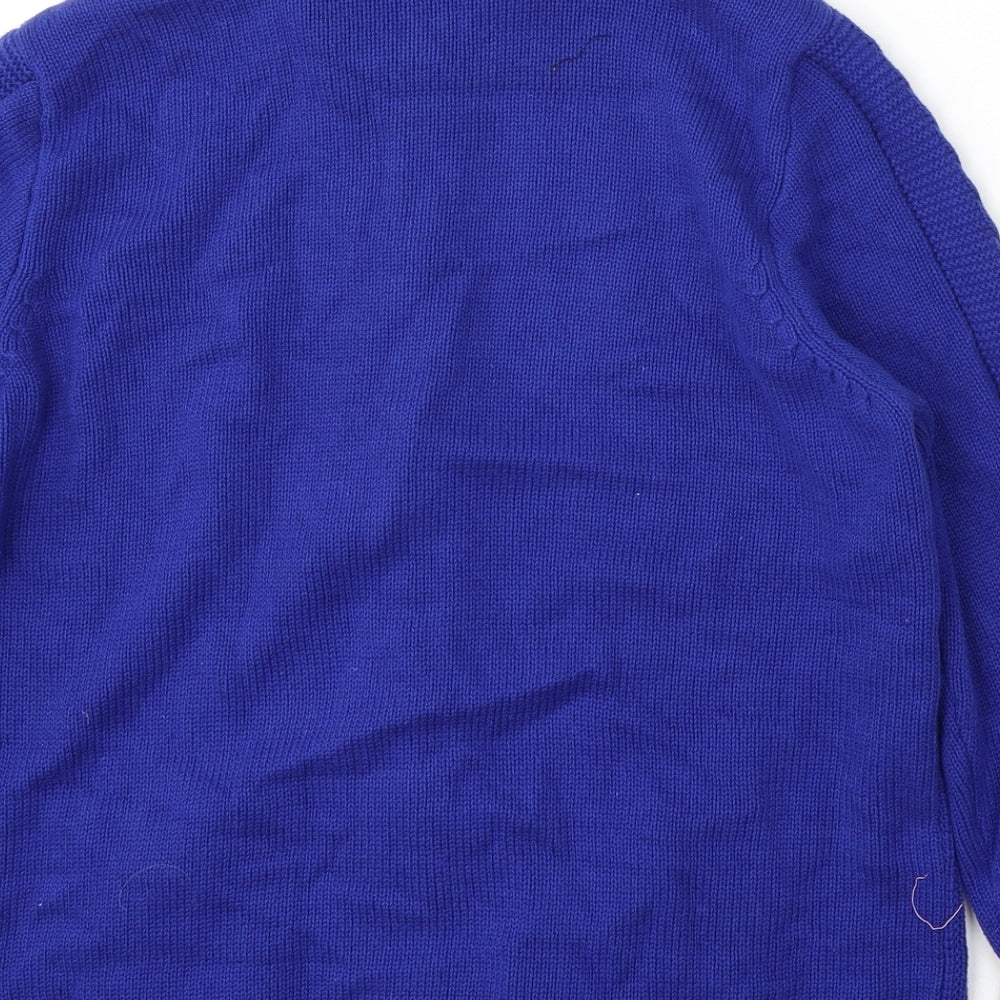 ISLE Womens Blue Round Neck  Cotton Cardigan Jumper Size 14