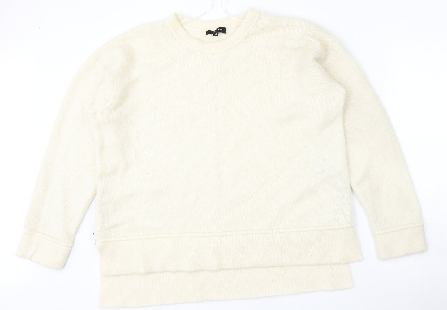 New Look Womens Beige Round Neck  Acrylic Pullover Jumper Size 16