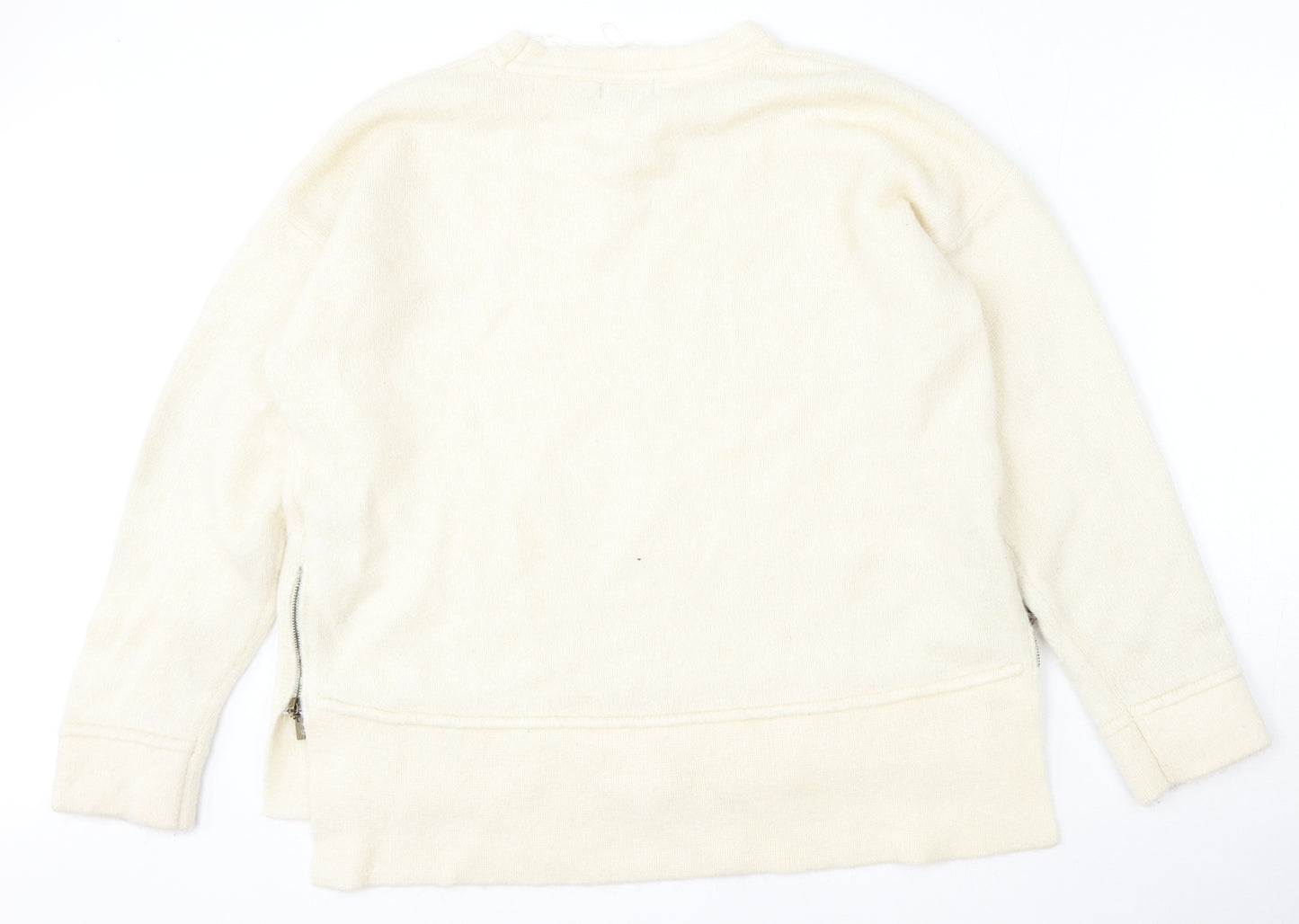 New Look Womens Beige Round Neck  Acrylic Pullover Jumper Size 16