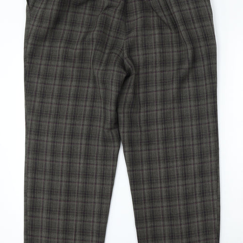 Marks and Spencer Womens Green Plaid Polyester Trousers  Size 18 L28 in Regular