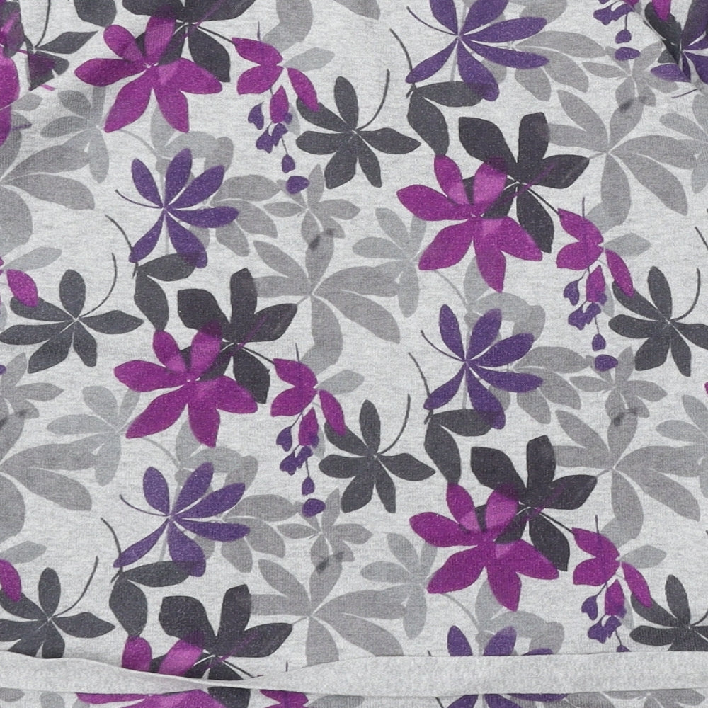 Preworn Womens Grey Round Neck Floral Cotton Pullover Jumper Size M