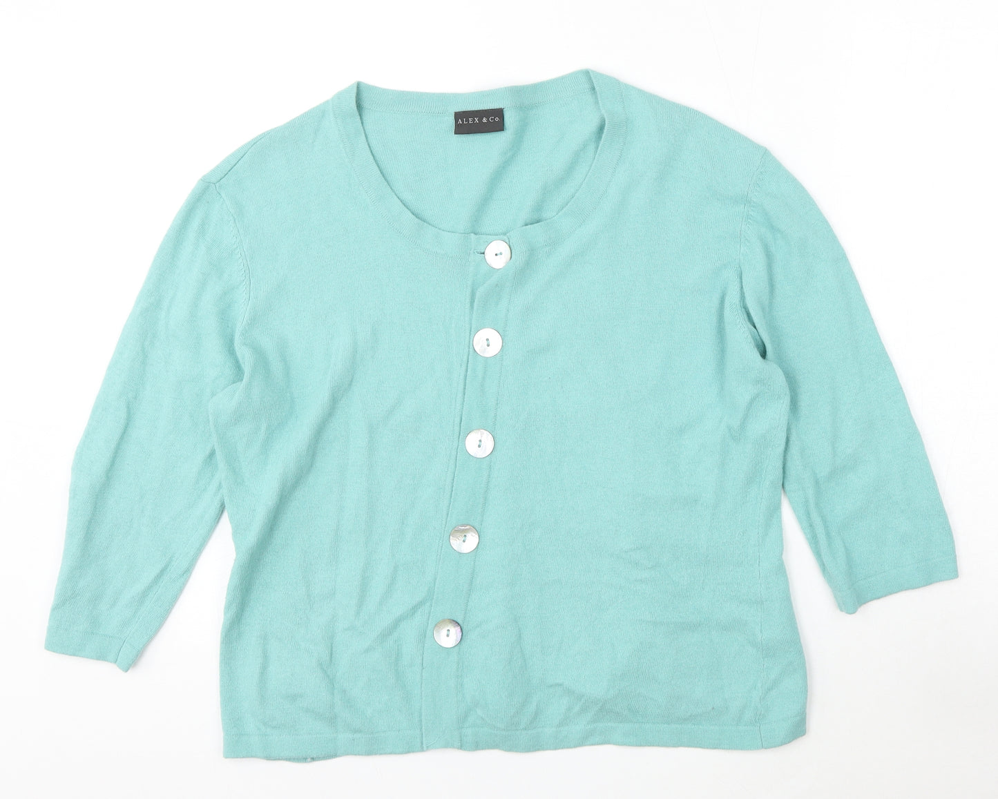 Alex&Co Womens Blue Round Neck  Cotton Cardigan Jumper Size 20