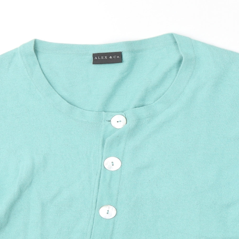 Alex&Co Womens Blue Round Neck  Cotton Cardigan Jumper Size 20