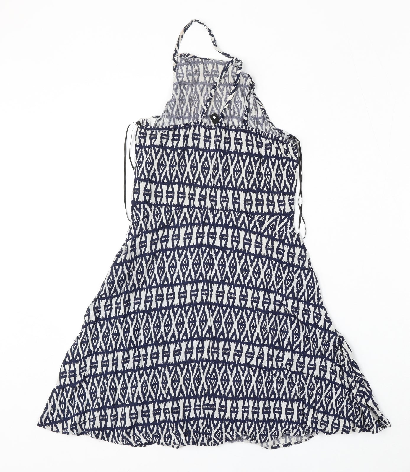 Divided by H&M Womens Blue Geometric Viscose Skater Dress  Size 8  Square Neck