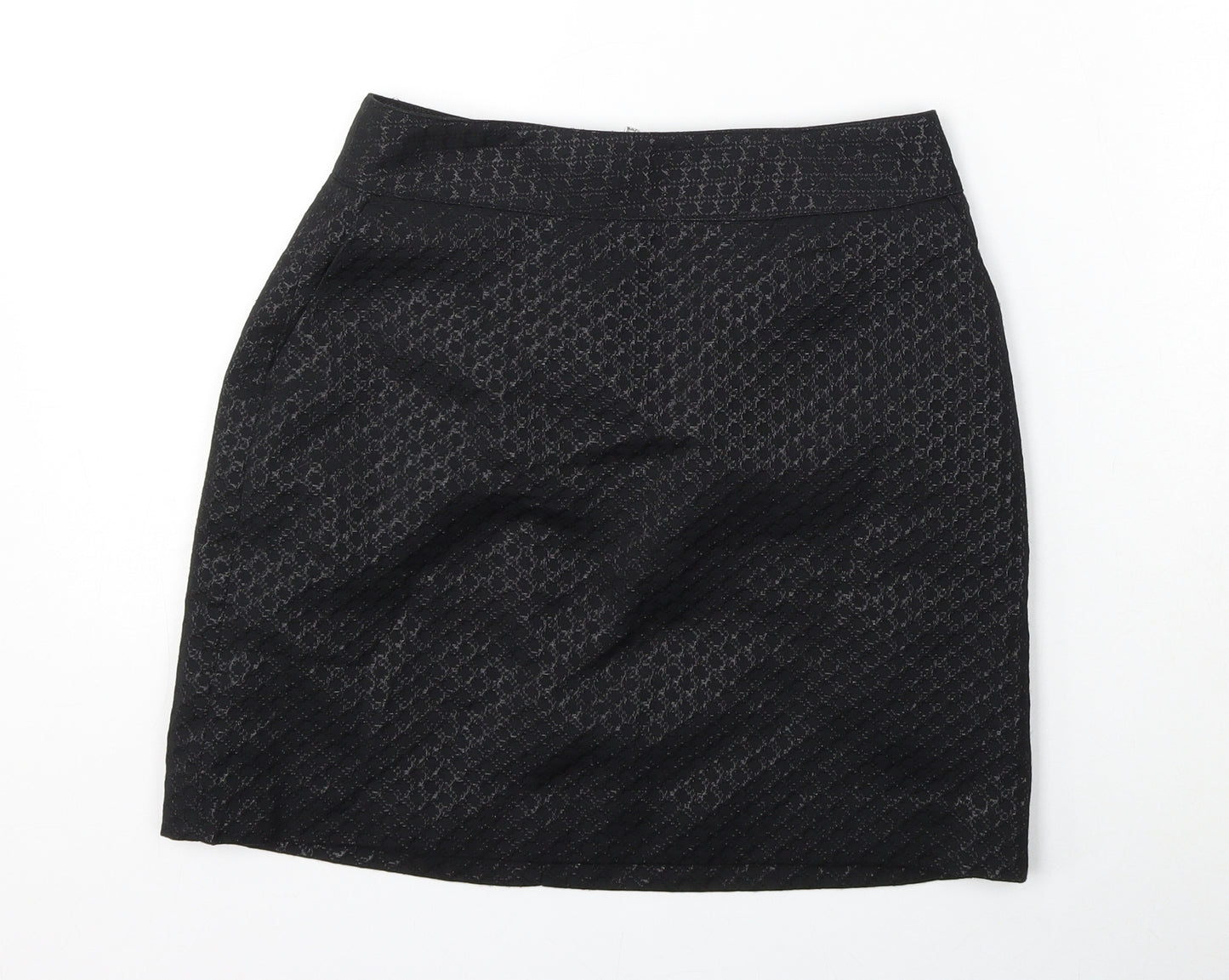 New Look Womens Black  Polyester A-Line Skirt Size 8   Zip