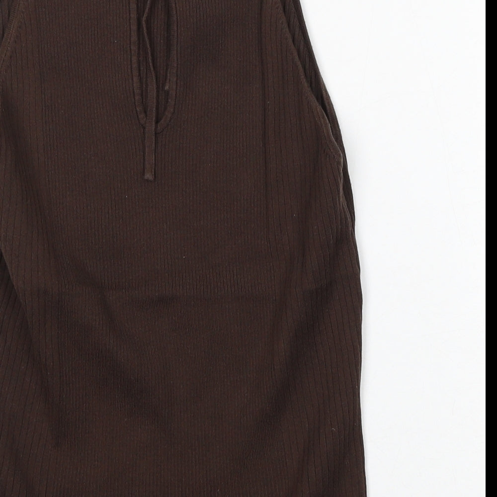 NEXT Womens Brown Round Neck  Cotton Vest Jumper Size 14
