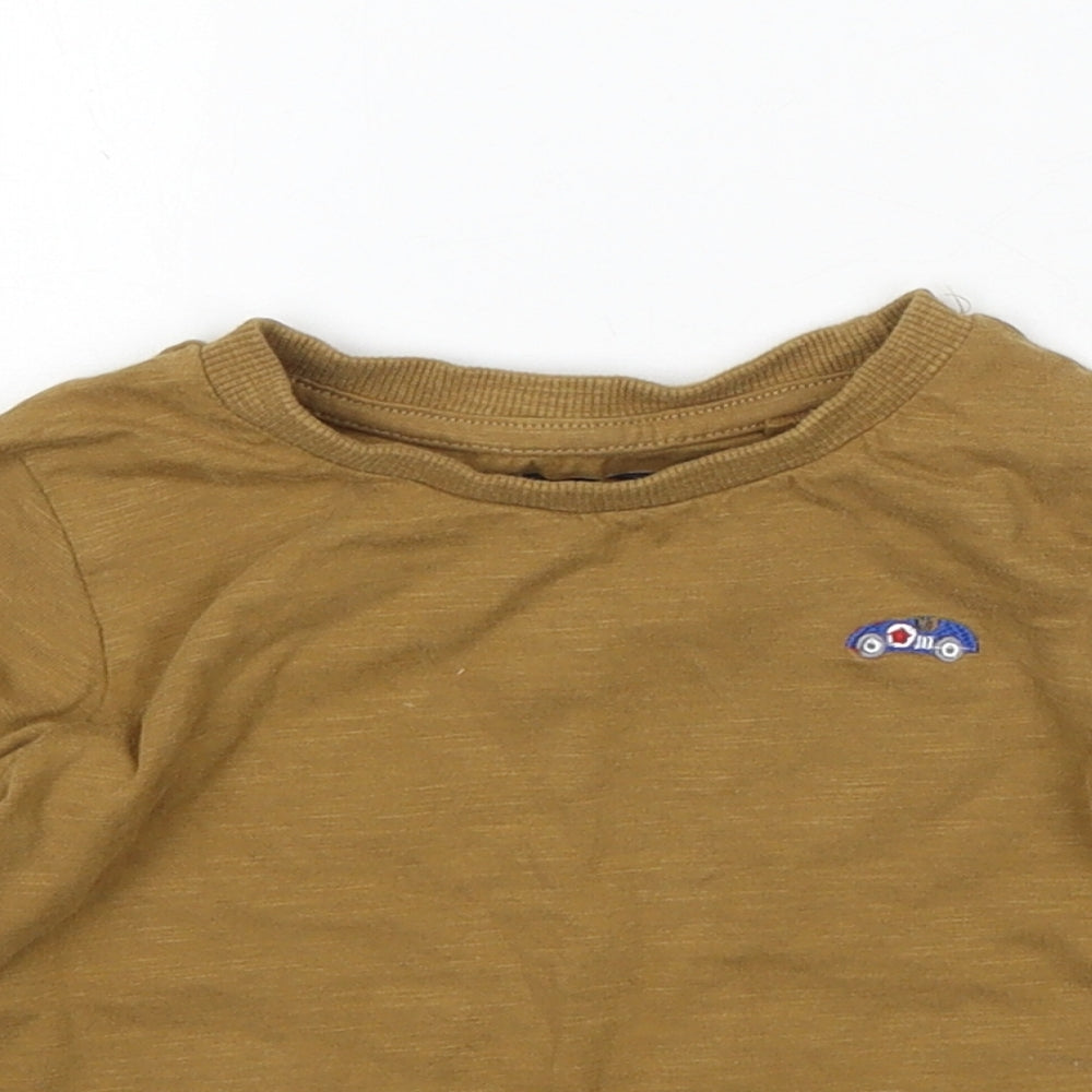 NEXT Boys Brown  Cotton Basic T-Shirt Size 12-18 Months Round Neck
