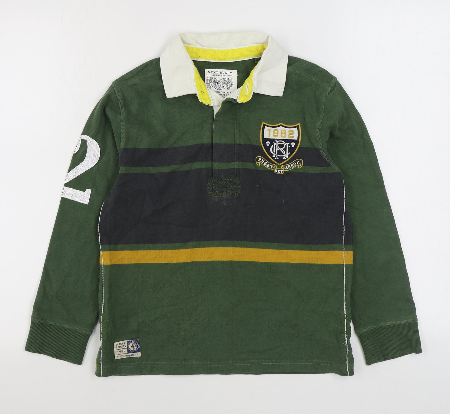 NEXT Boys Green  100% Cotton Basic Polo Size 9 Years Collared Pullover - Rugby