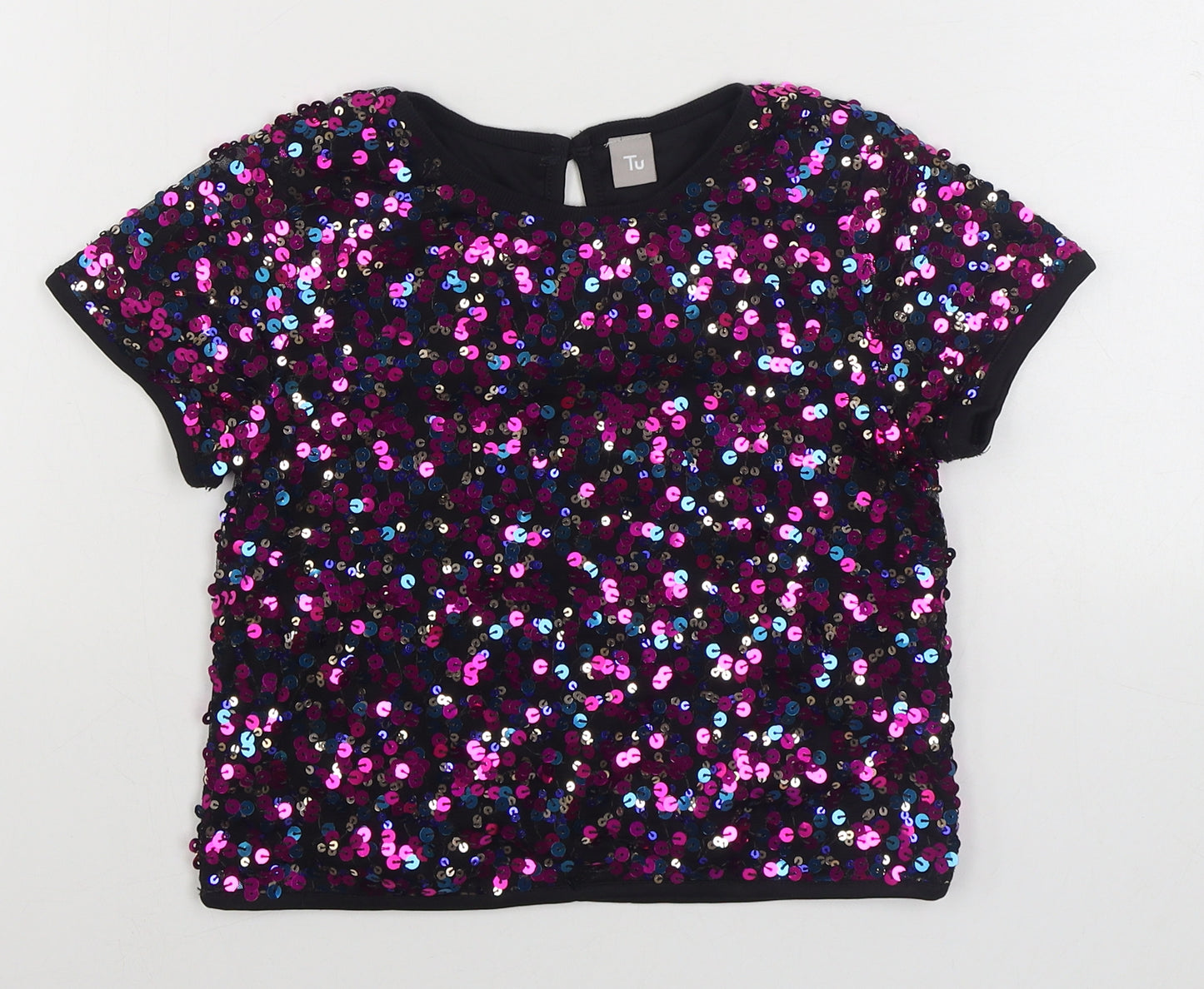 TU Girls Purple  Polyester Basic T-Shirt Size 8 Years Round Neck Pullover