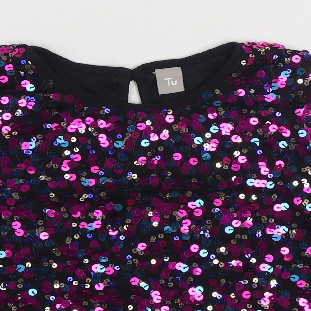 TU Girls Purple  Polyester Basic T-Shirt Size 8 Years Round Neck Pullover