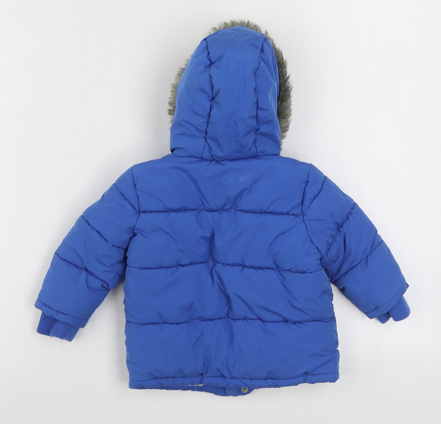 F&F Boys Blue   Parka Coat Size 9-12 Months   Zip