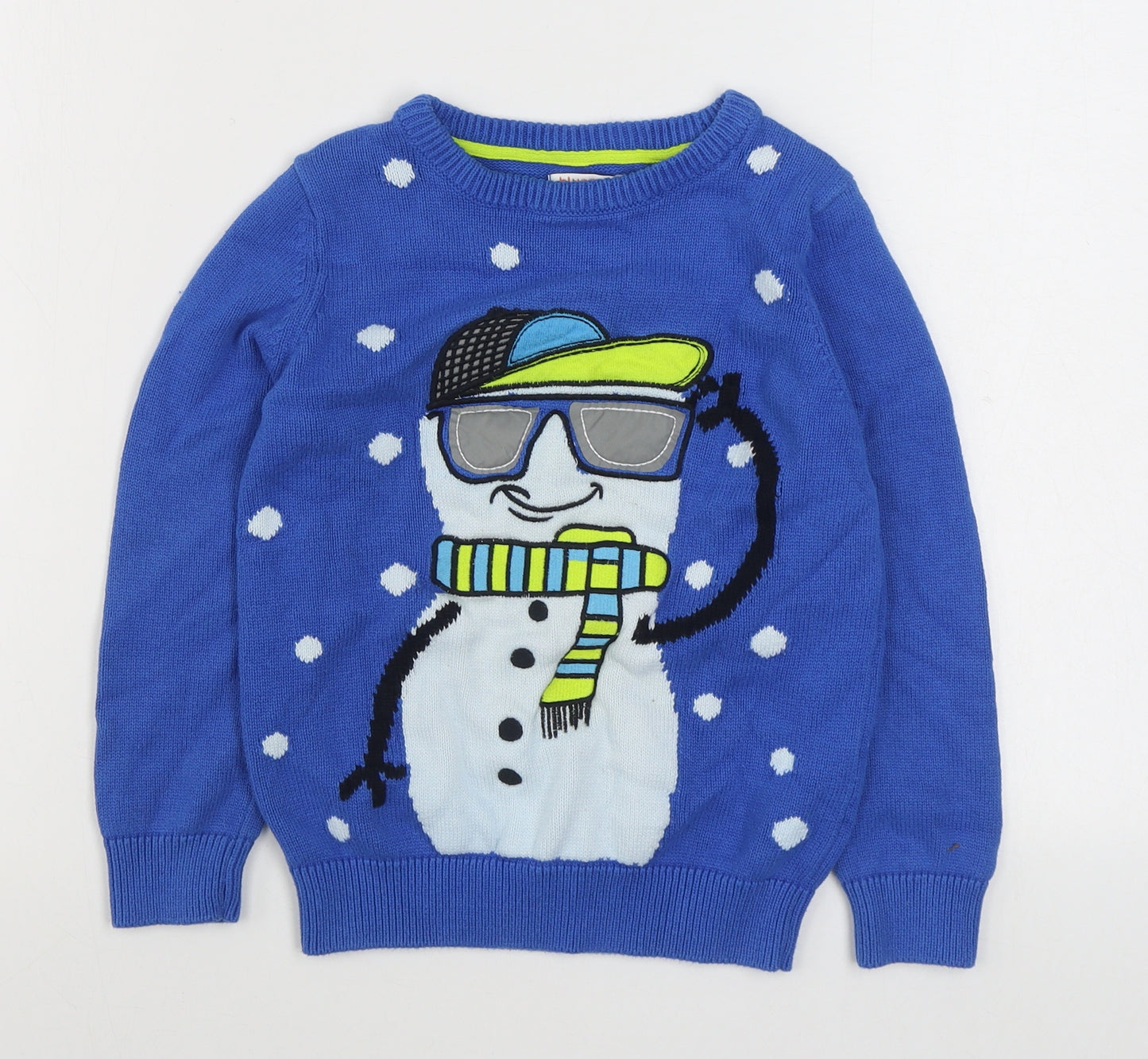 Bluezoo Boys Blue Round Neck  Cotton Pullover Jumper Size 7-8 Years  Pullover - Christmas Jumper