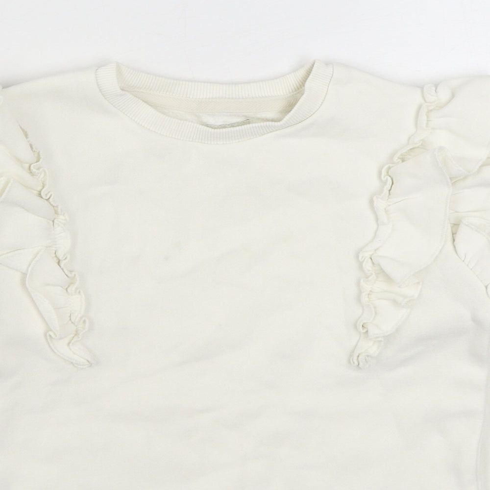 F&F Girls White  Cotton Pullover Sweatshirt Size 8-9 Years  Pullover