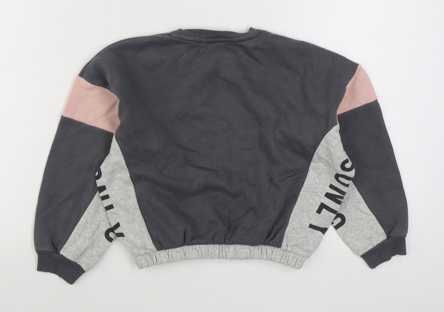 F&F Girls Grey  Cotton Pullover Sweatshirt Size 7-8 Years  Pullover