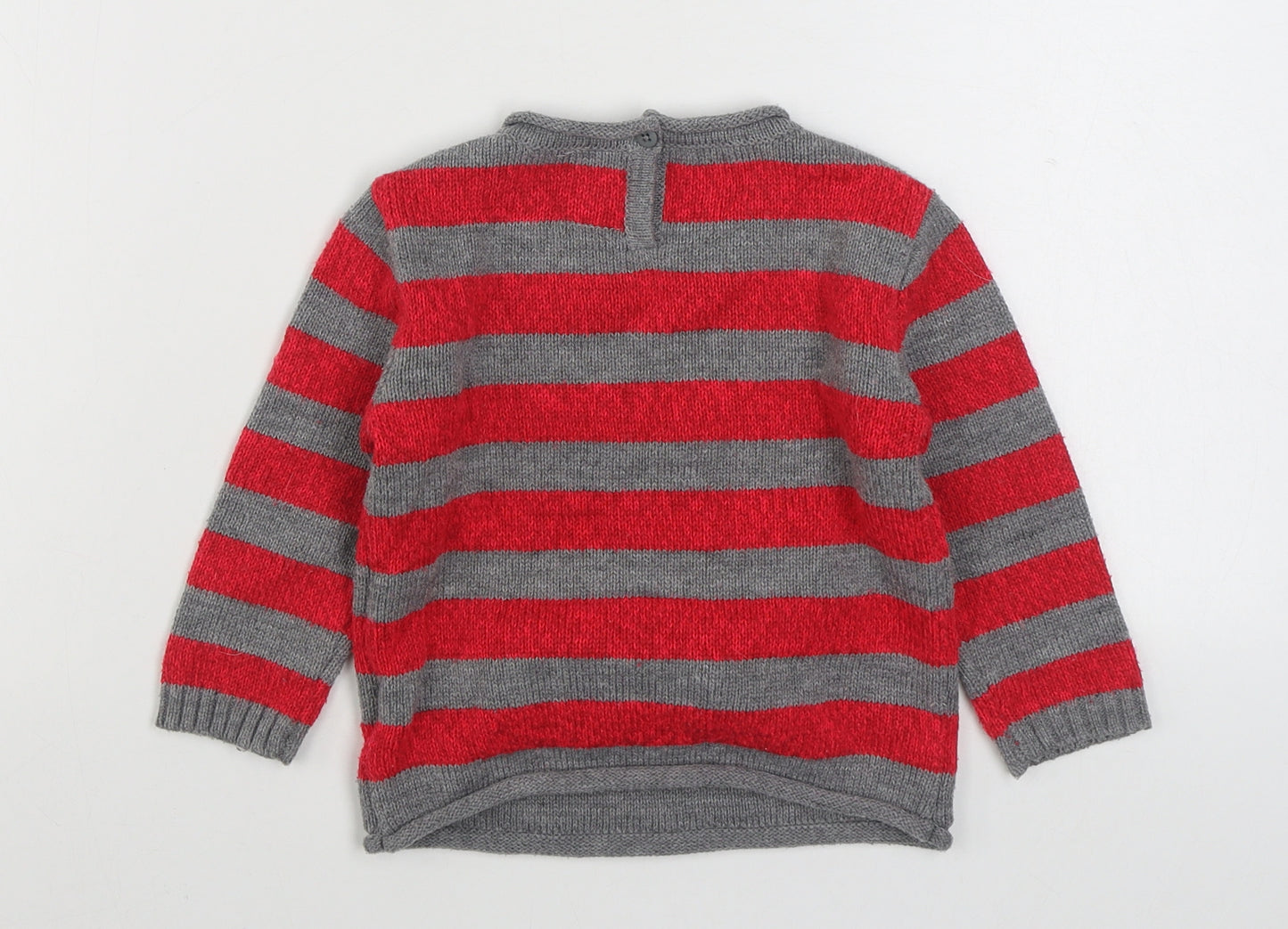 George Boys Red Striped Acrylic Pullover Jumper Size 12-18 Months  Pullover